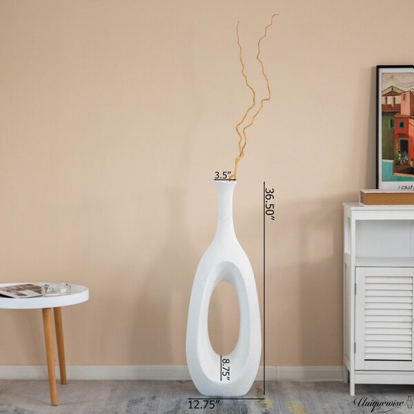 Uniquewise 36-Inch Frosted White Fiberglass Tall Floor Vase - Decorative Vase for Modern Home Decor - QI004677.M