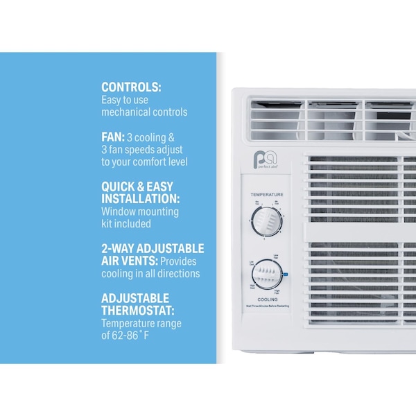Perfect Aire Perfect Aire 5000 BTU 115 V Window Air Conditioner 100-150 sq ft - 5PMC5000
