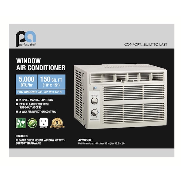 Perfect Aire Perfect Aire 5000 BTU 115 V Window Air Conditioner 100-150 sq ft - 5PMC5000