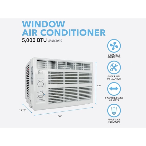 Perfect Aire Perfect Aire 5000 BTU 115 V Window Air Conditioner 100-150 sq ft - 5PMC5000
