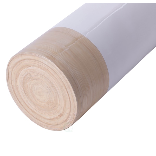 Uniquewise Cylinder Shaped Tall Spun Bamboo Floor Vase Glossy White Lacquer and Natural Bamboo Finish, Small - QI003455WN.S