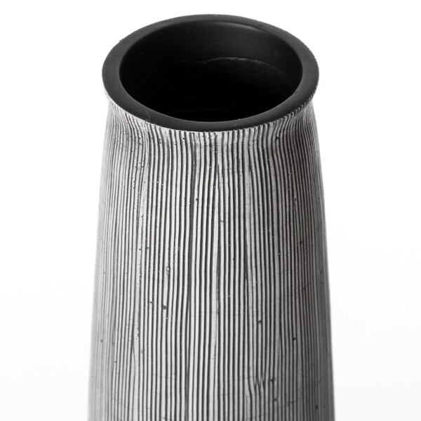 Uniquewise Decorative Modern Round Table Centerpiece Flower Vase with Gray Striped Design, 12 Inch - QI004175.L