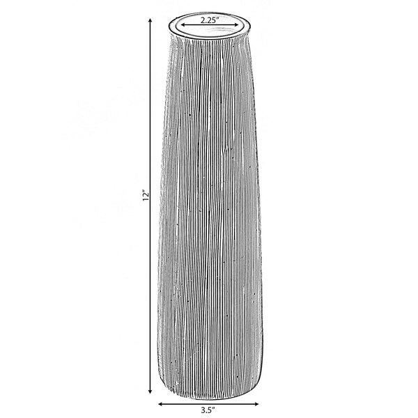 Uniquewise Decorative Modern Round Table Centerpiece Flower Vase with Gray Striped Design, 12 Inch - QI004175.L