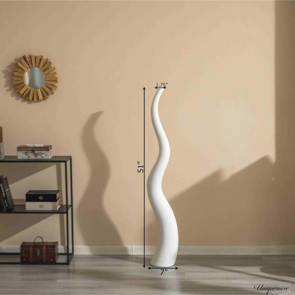 Uniquewise 51in Tall Animal Horn Shape Floor Vase: Elegant Ceramic White Accent for Entryway, Dining, or - QI004040.W.M