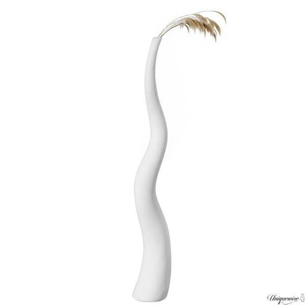 Uniquewise 51in Tall Animal Horn Shape Floor Vase: Elegant Ceramic White Accent for Entryway, Dining, or - QI004040.W.M