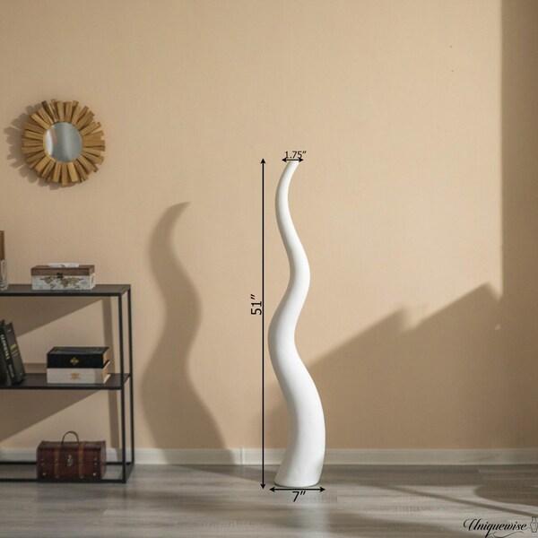 Uniquewise 51in Tall Animal Horn Shape Floor Vase: Elegant Ceramic White Accent for Entryway, Dining, or - QI004040.W.M