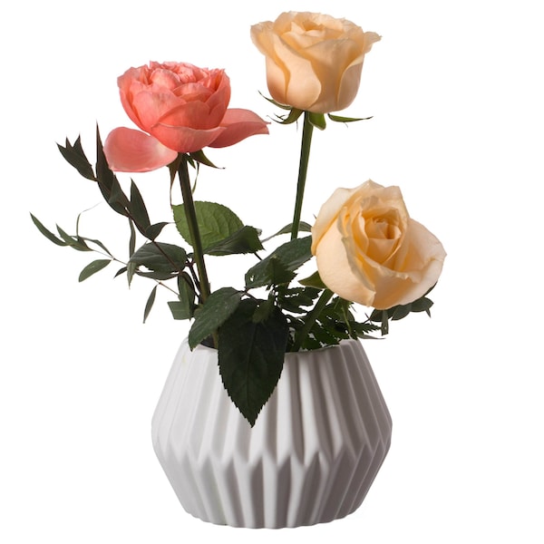Uniquewise Contemporary White Ceramic Unique Geometric Shaped Table Vase Flower Holder - QI004370.LN