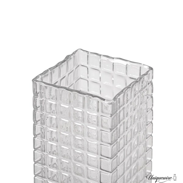 Uniquewise Set of 2 Square Frosted Clear Glass Table Vase - A Timeless Centerpiece for Dining Tables - QI004738.CR.2