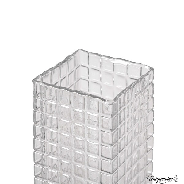 Uniquewise Set of 2 Square Frosted Clear Glass Table Vase - A Timeless Centerpiece for Dining Tables - QI004738.CR.2