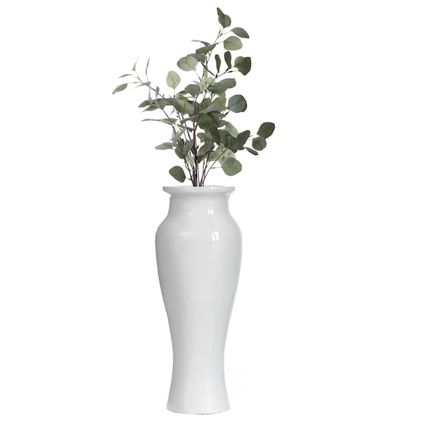 Uniquewise Handcrafted 24-Inch Modern White Unique Trumpet Floor Vase - Ideal for Home Decoration, Tall Floor Vases for Entryway, Living Room, and Office,  - QI004086