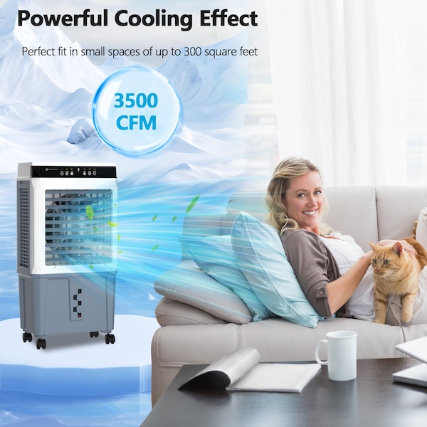 Edendirect 3500 CFM 3-Speed Portable Evaporative Cooler for 300 sq. ft. with Timer - IR-JH-370Y