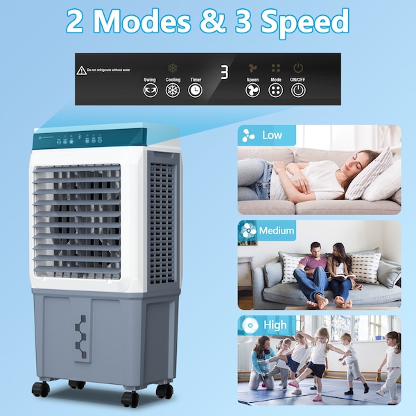 Edendirect 3500 CFM 3-Speed Portable Evaporative Cooler for 300 sq. ft. with Timer - IR-JH-370Y