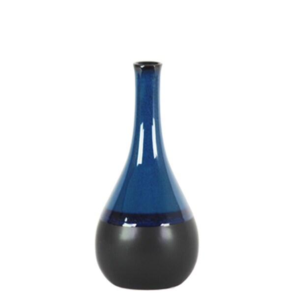 Urban Trends Collection Stoneware Bellied Round Vase with Small Mouth, Blue - 11429