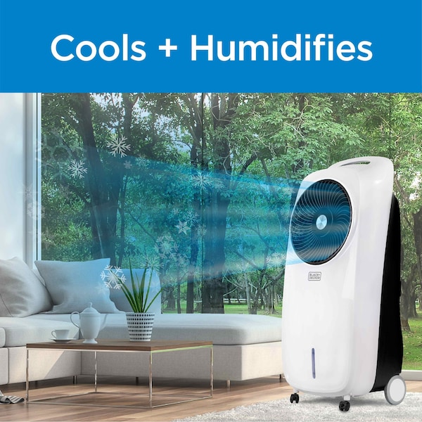 Black & Decker Evaporative Air Cooler, Portable Air Cooling Fan with 2-Gallon Water Tank - BEAC75