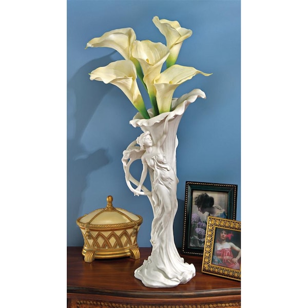 Design Toscano Calla Lilly Maiden Art Nouveau Marble Resin Sculptural Vase - WU10215