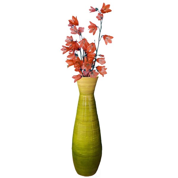 Colocar 31.5 x 10.25 in. Bamboo Floor Vase, Glossy Green - CO3163181