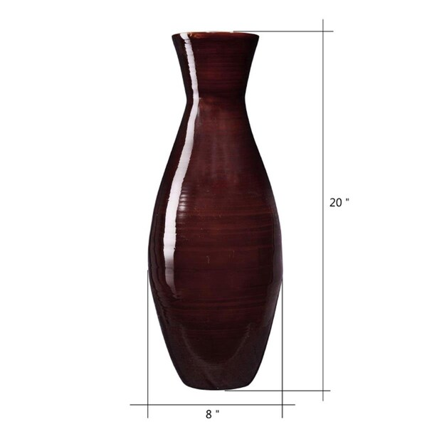 Paisaje Handcrafted 20 in. Tall Brown Bamboo Decorative Classic Floor Vase for Silk Plants - PA3875232