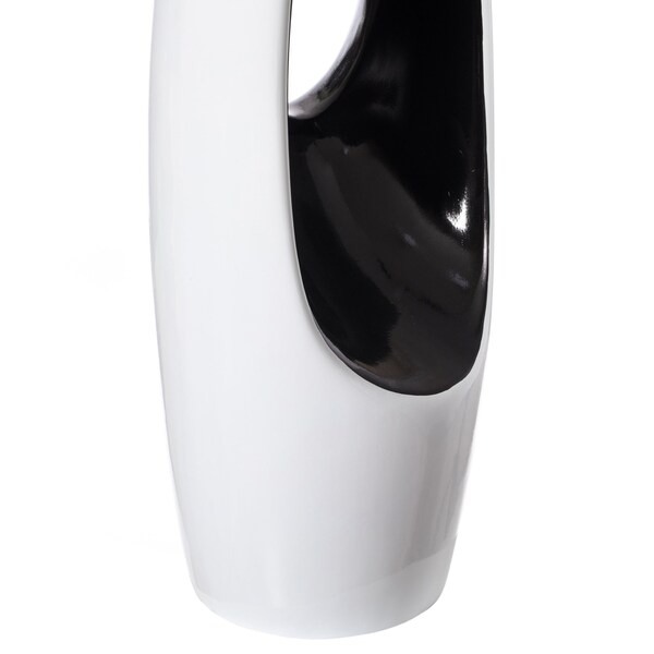 Uniquewise Modern Unique White Floor Flower Vase with Black Interior, for Living, Entryway or Dining, 43 inch - QI004193