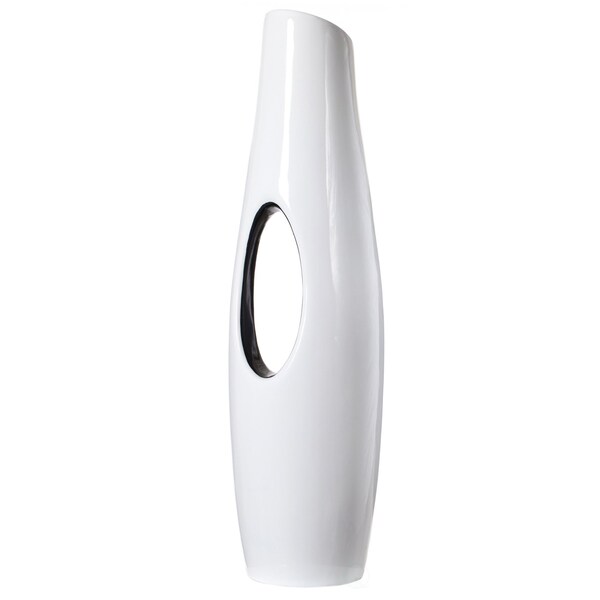 Uniquewise Modern Unique White Floor Flower Vase with Black Interior, for Living, Entryway or Dining, 43 inch - QI004193