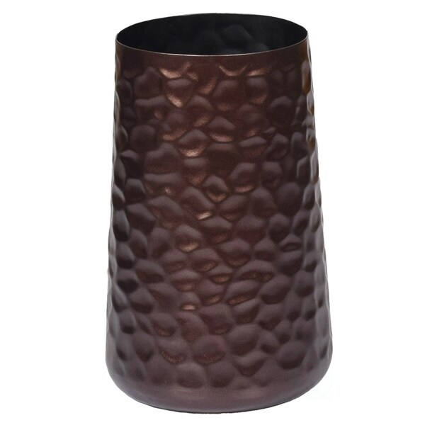 Uniquewise Brown Rustic Iron Flower Plant Centerpiece Hammered Vase 8.75 Inch - QI004128.S