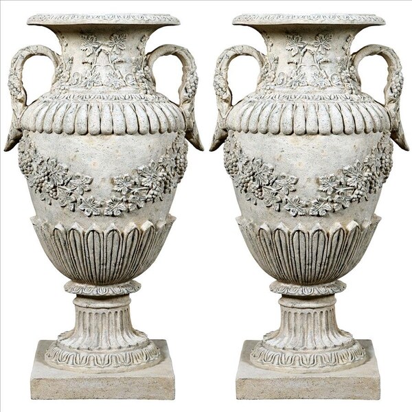 Design Toscano Wine Harvest Oviform Architectural Garden Urns: Set of Two - NE9210146