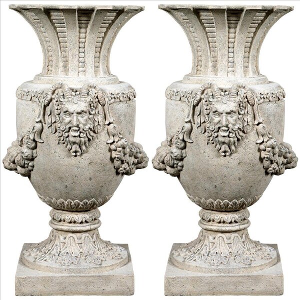 Design Toscano The Greek Pan of Olympus Architectural Garden Urns: Set of Two - NE9210151