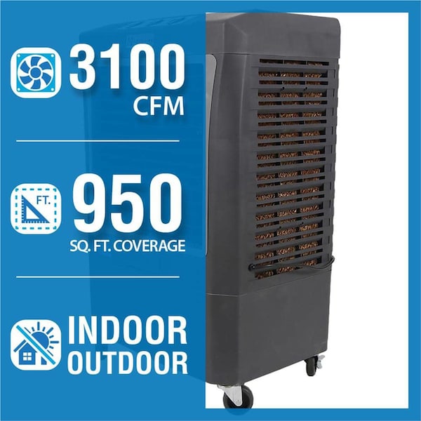 Hessaire Mc37V 3,100 Cfm 3-Speed Portable Evaporative Cooler Swamp Cooler For 950 Sq Pallet Of 10 Units - MC37V-PL10