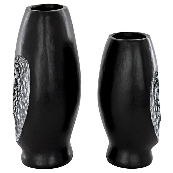 Design Toscano Contemporary Cubist African Mask Sculptural Vase Set - QL10089