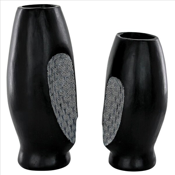 Design Toscano Contemporary Cubist African Mask Sculptural Vase Set - QL10089