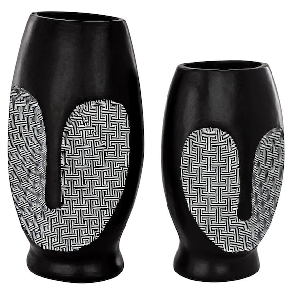 Design Toscano Contemporary Cubist African Mask Sculptural Vase Set - QL10089