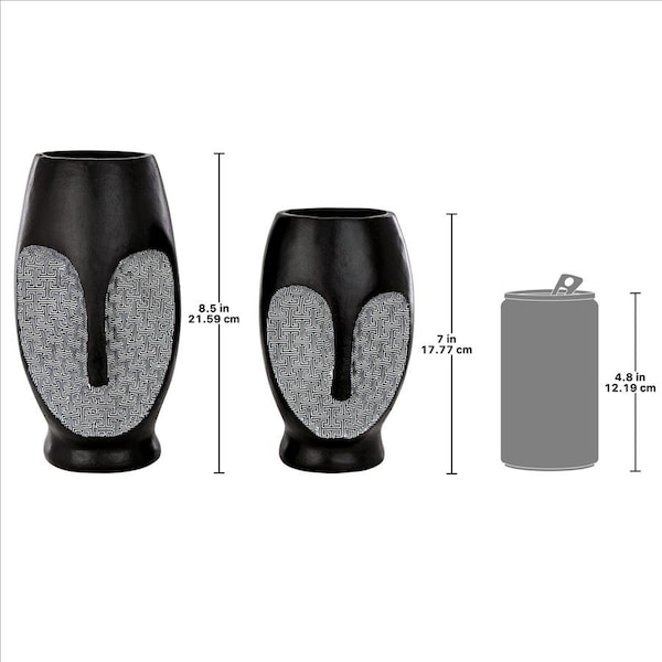 Design Toscano Contemporary Cubist African Mask Sculptural Vase Set - QL10089