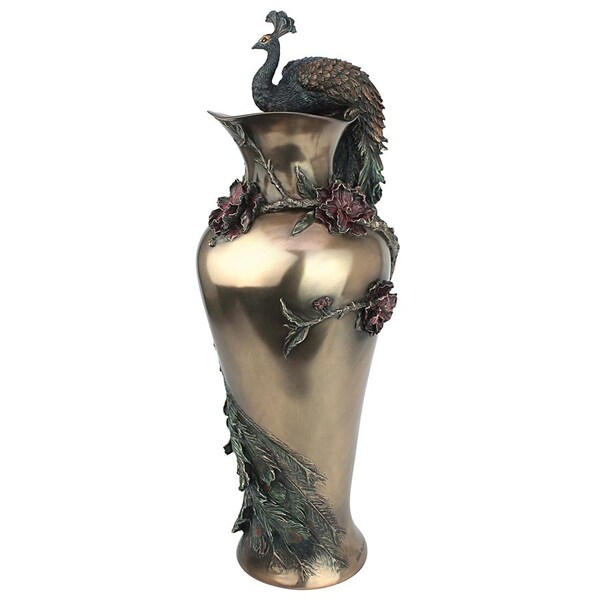 Design Toscano Peacock Centerpiece Sculptural Vase - WU10505