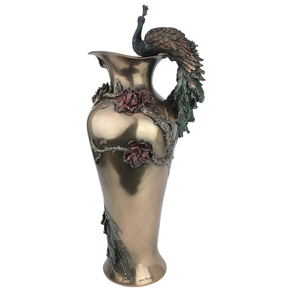 Design Toscano Peacock Centerpiece Sculptural Vase - WU10505