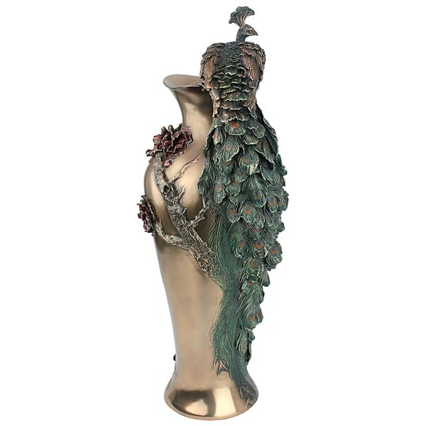 Design Toscano Peacock Centerpiece Sculptural Vase - WU10505