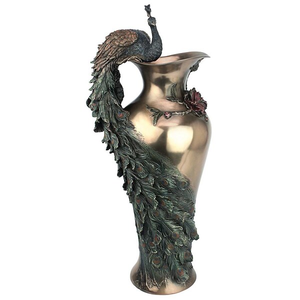 Design Toscano Peacock Centerpiece Sculptural Vase - WU10505
