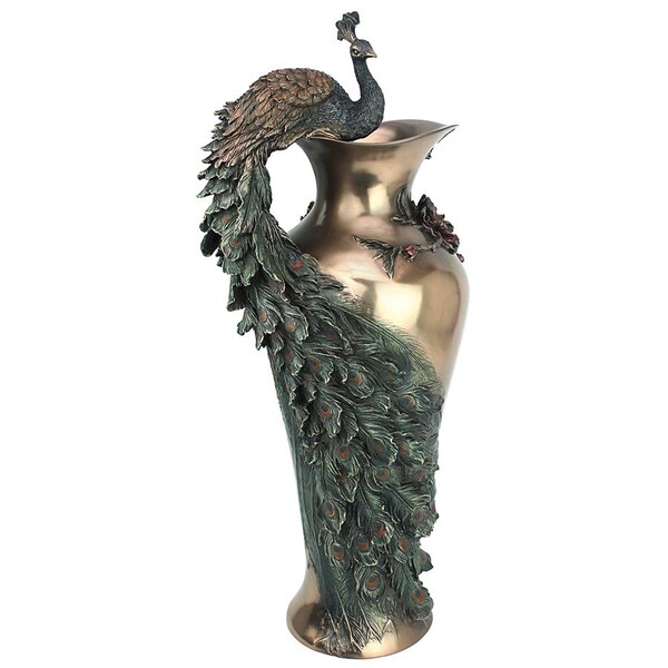 Design Toscano Peacock Centerpiece Sculptural Vase - WU10505