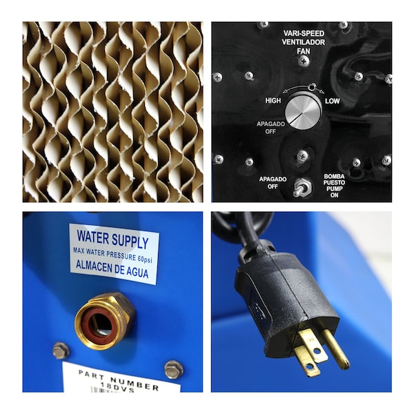Maxx Air Evap Cooler, Evaporative Cooler, Swamp Cooler 5,500 CFM, 1/4 HP, Direct, 18" Blade Dia. - EC18DVS