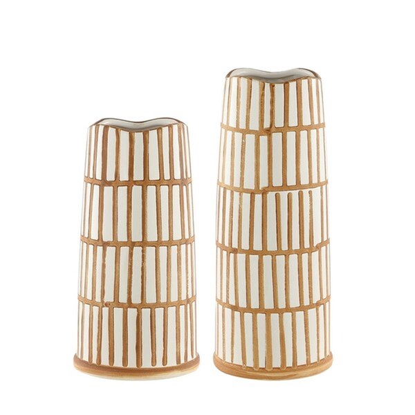 Safavieh Kai Ceramic Vase; Light Orange & Cream - Set of 2 - RDC4006A-SET2