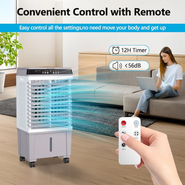 Edendirect 1800 CFM 3-Speed Portable Evaporative Cooler for 300 sq. ft. with Remote control - IR-JH-310Y