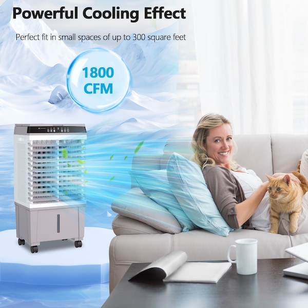 Edendirect 1800 CFM 3-Speed Portable Evaporative Cooler for 300 sq. ft. with Remote control - IR-JH-310Y