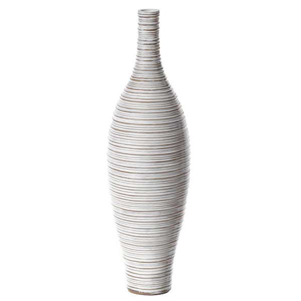 Uniquewise Modern Decorative Bottle Shape White Floor Vase Ribbed Design, 24 Inch - QI004177.S