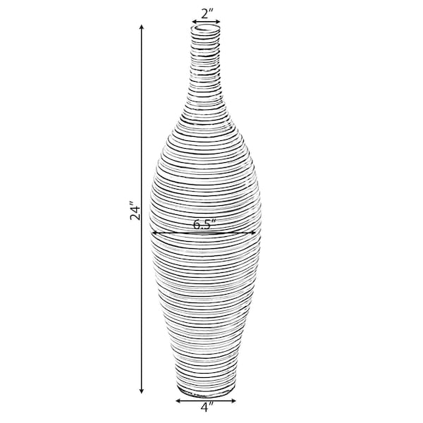 Uniquewise Modern Decorative Bottle Shape White Floor Vase Ribbed Design, 24 Inch - QI004177.S