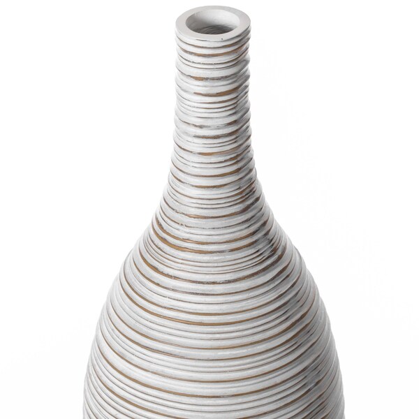 Uniquewise Modern Decorative Bottle Shape White Floor Vase Ribbed Design, 24 Inch - QI004177.S