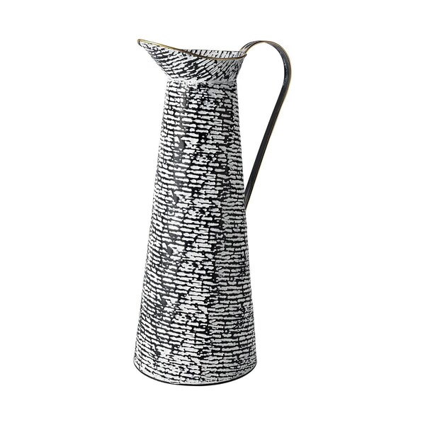 Palacedesigns 20.3 x 7.9 x 9.8 in. Black & White Textured Jug Vase - PA3093030