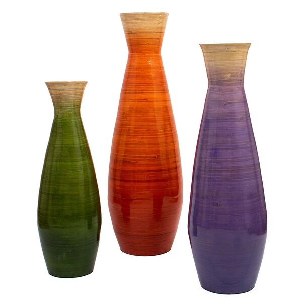 Uniquewise Classic Bamboo Floor Vase Handmade, For Dining, Living Room, Entryway, PK 3 - QI003242.3