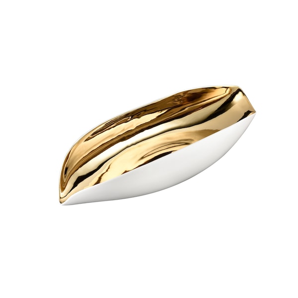 Elk Home Greer Vessel, White and Gold Glazed - H0017-9756