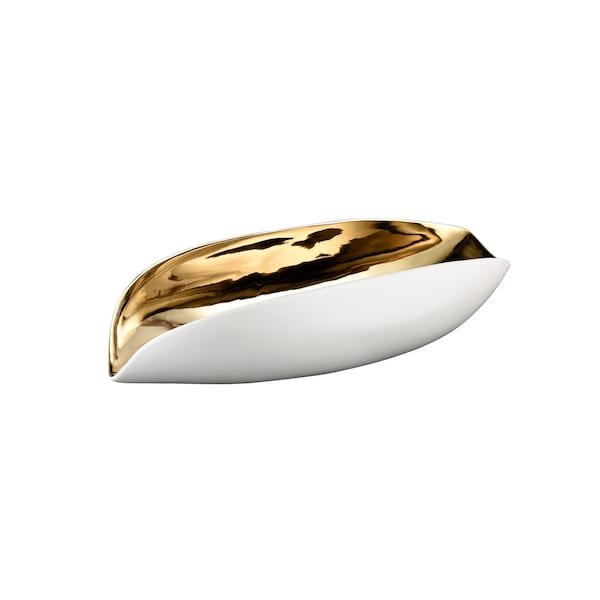 Elk Home Greer Vessel, White and Gold Glazed - H0017-9756