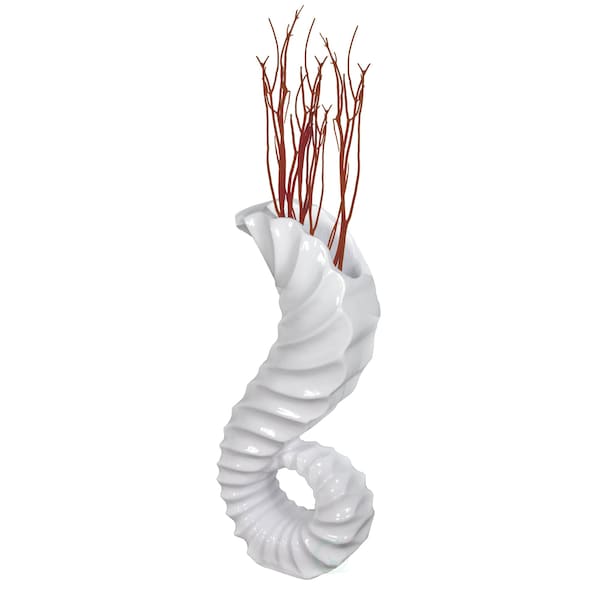Uniquewise Large White Horn Floor Vase 32 High - QI003208L
