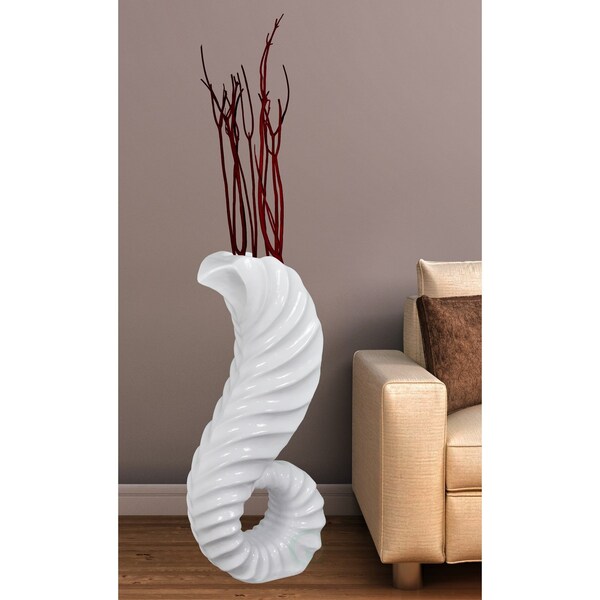 Uniquewise Large White Horn Floor Vase 32 High - QI003208L