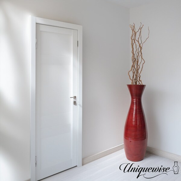 Uniquewise Decorative 24-inch Tall Red Bamboo Floor Vase for Modern Home, Office, Living Room, Bedroom - QI004757